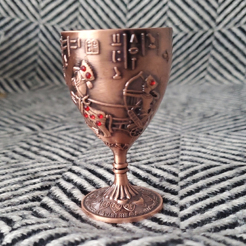 📦Egyptian Revival Copper-Tone Mini Goblet with Red Rhinestones